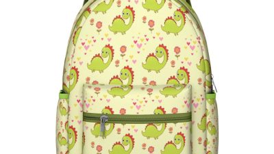 Dinosaur and Floral Print Student Backpack for Student Watercolor Dino ...